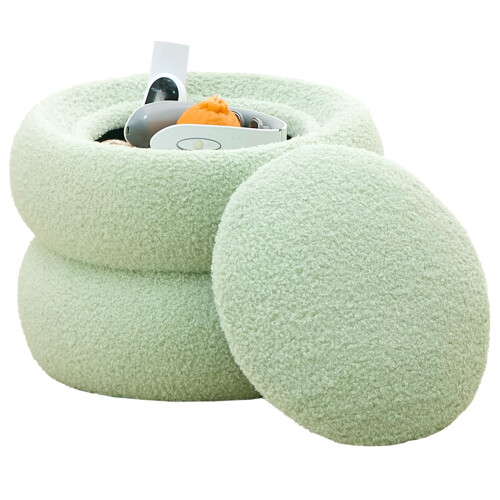 Storage Ottoman Cube Modern Round Footrest Green 2