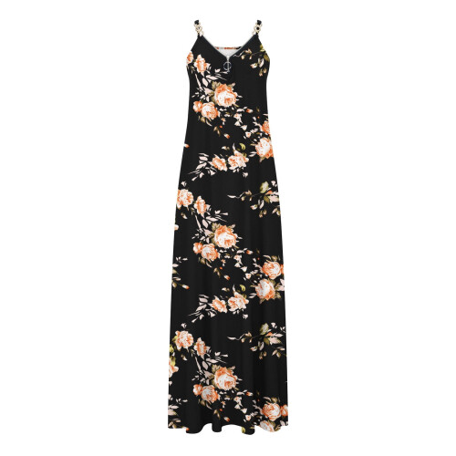 Boho-Maxikleid mit Blumenmuster, Taschen, Schwarz, Größe 8 2