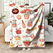 Valentine's Day Flannel Blanket Double-Sided Fleece Pink