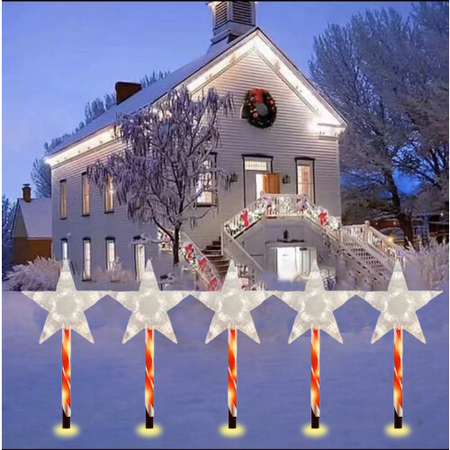 Solcellsdrivna LED-julsnöflingor trädgårdspinnar 6-pack 1