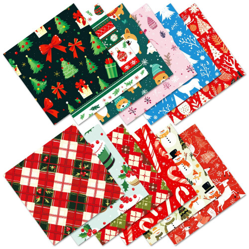Scrapbook Paper Pad Christmas Cardstock 12 Sheets
