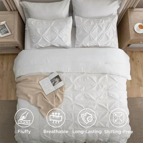 Queen White Comforter Set 7-Piece All-Season 2