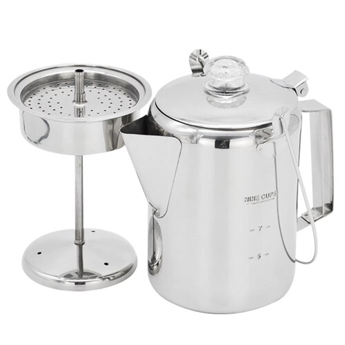 Cafetière à percolation en acier inoxydable 9 tasses