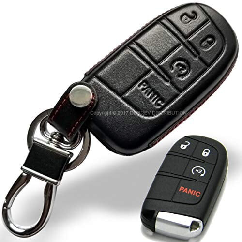 Smart nyckelring i läder för Dodge Jeep, 4 knappar