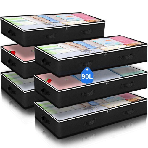 3 Pack Under Bed Storage Container Organizer Large Capacity Under Bed Clothes Storage Box Foldable Storage Bag with Clear Window 1