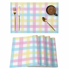 Easter Plaid Placemats Pink Blue Yellow Striped Set of 1