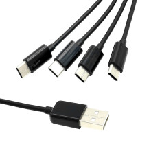 Cabo divisor USB para USB-C de 50 cm, 4 em 1, branco/preto