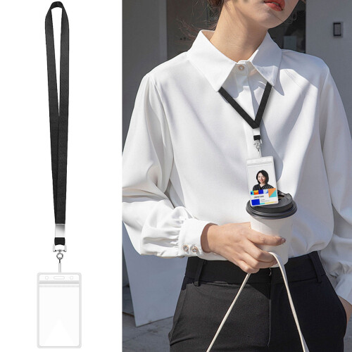 Șnur cu suport vertical transparent pentru insignă, pachet de 4 1