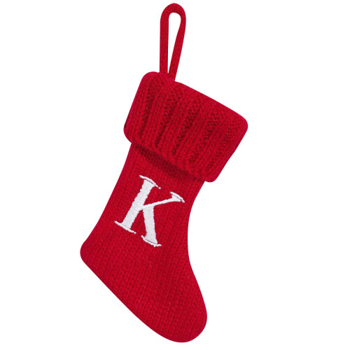 Rote Weihnachtsstrümpfe mit gestickten Initialen (26 Buchstaben)