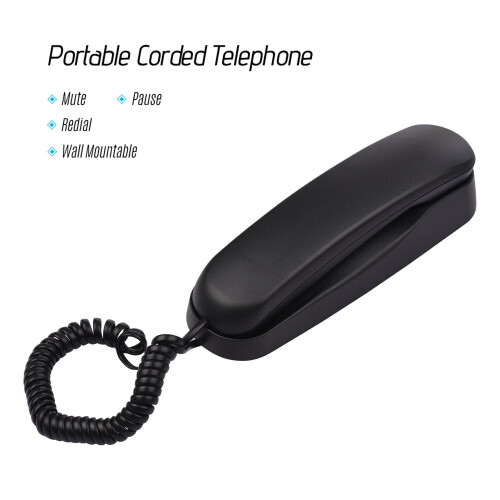 Bisofice corded landline phone black wall-mountable 2