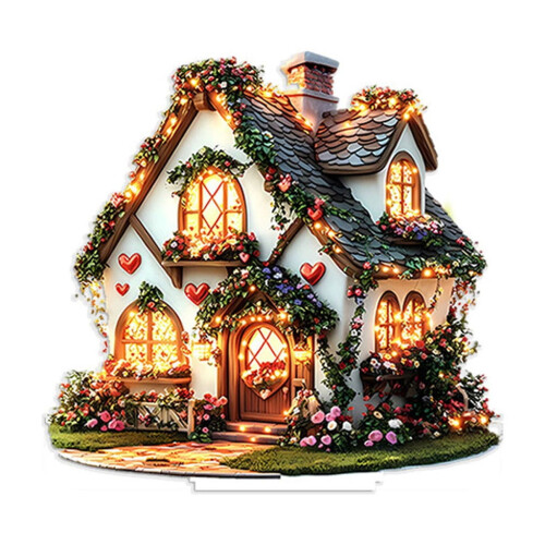 Coelho com Castelo da Lua Rosa em Acrílico (1 peça)