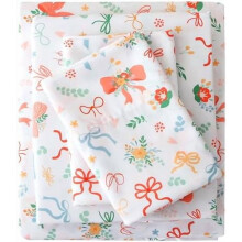 Ensemble de draps à motifs floraux en microfibre, 4 pièces, poches profondes