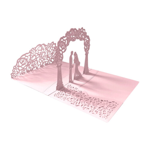 Pink wedding invitation stand with holder, elegant, 1 piece