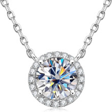 Moissanite pasziánsz medál nyaklánc 925 ezüst 1-3 karát
