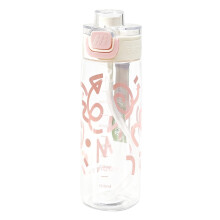Transparente Wasserflasche mit Strohhalm, 730 ml, auslaufsicher, für Sport