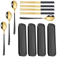 Ensemble de vaisselle en acier inoxydable avec étui 4Sets