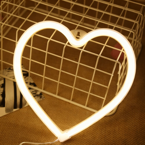LED-hjertelys Valentinsdagsdekor Hvit Neon USB-drevet