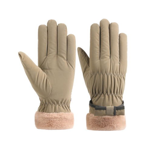 Vindtette vanntette vinterhansker for kvinner, khaki