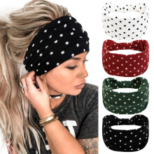Diademas de lunares para mujer, gruesas y anchas (paquete de 4)
