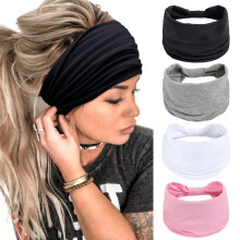 Diademas anchas Huachi para mujer, color rosa, estilo boho, paquete de 4.