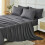 Ensemble de draps en microfibre gris pour lit king size, 6 pièces 1