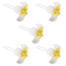 Pinzas para el cabello con flores amarillas estilo hawaiano (5 unidades)
