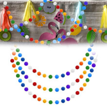 Ghirlandă de Paște cu pompoane, de 2,4 m, decor pentru camera de zi