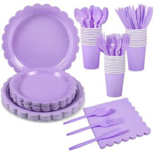 Assiettes et serviettes en papier lavande, lot de 175 pièces