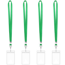 Șnur cu suport vertical transparent pentru insignă, pachet de 4