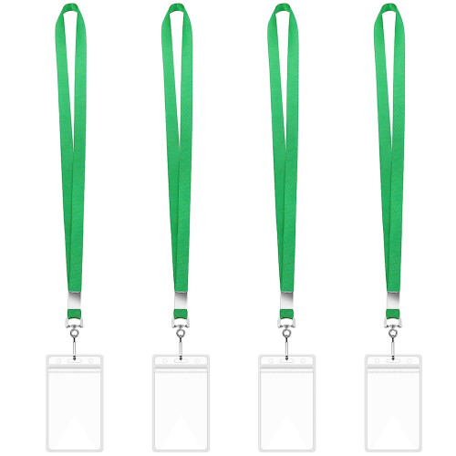 Șnur cu suport vertical transparent pentru insignă, pachet de 4