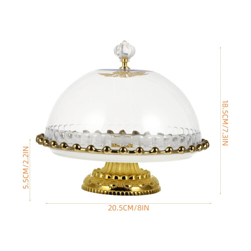 Suporte de vidro para bolo com tampa em forma de cúpula, redondo de 20 cm (8 polegadas). 1