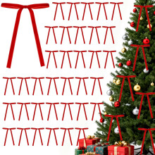 Laços de Natal de veludo vermelho para árvore de Natal, 12,7 x 17,8 cm (36 peças)