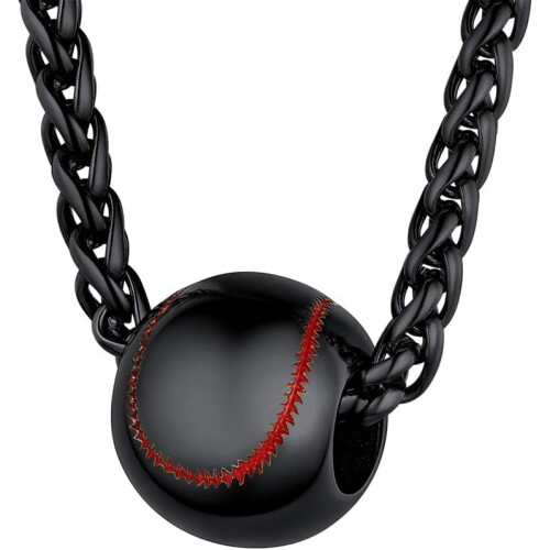 Colar com pingente de bola esportiva em aço inoxidável 316L para homens, 56 cm (22 polegadas).