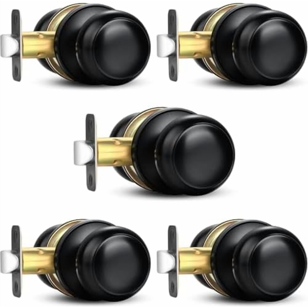 Black Round Door Knob Passage Lockset 5-Pack 9377112943589