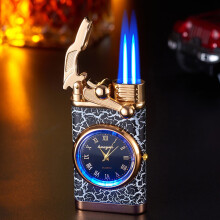 Metal vindtæt lighter med quartzur blå flamme