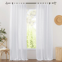 Rideaux voilages texturés en lin blanc, 52 x 96 pouces, 2 panneaux