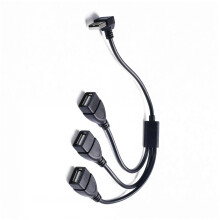 Adaptador divisor USB 2.0 en ángulo recto (1 macho a 3 hembras)