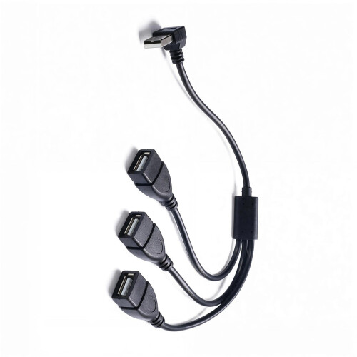 Adaptador divisor USB 2.0 en ángulo recto (1 macho a 3 hembras)
