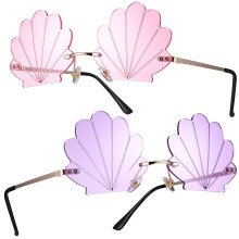 Schelpvormige zonnebrillen, randloos, strandbrillen, 2-pack