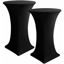Nappe de table basse en spandex noir, lot de 2, 76-81 cm de diamètre x 109 cm de hauteur