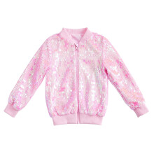 Chaqueta de lentejuelas brillantes para niña, manga larga, con cremallera, talla 4T