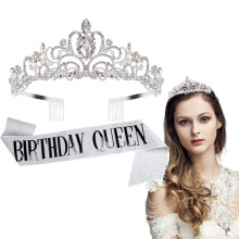 Set di tiara da principessa con fiore di strass, 2 pezzi