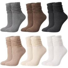 Dames slouch sokken met ribbels tot halverwege de kuit, 6 paar