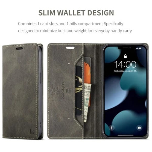 iPhone 13 case premium leather RFID protection brown 2