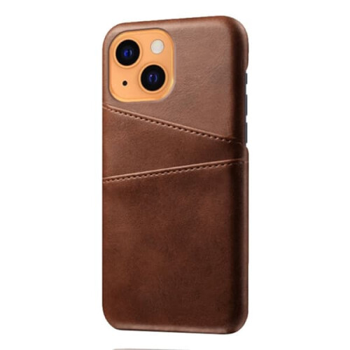 Leather iPhone 13 Case with Card Slot Brown 1