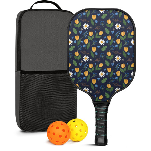 Σετ κουπιών Pickleball με λουλούδια από fiberglass, 2 τεμάχια με μπάλες