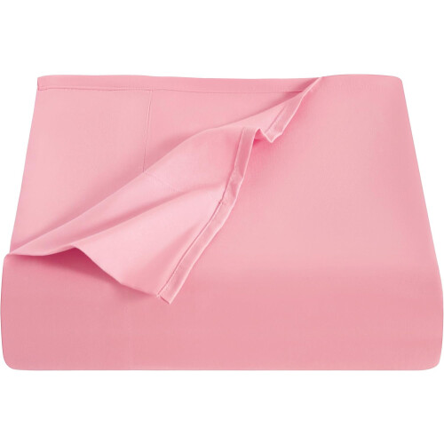 Drap plat rose en microfibre brossée pour lit simple (1 pièce)