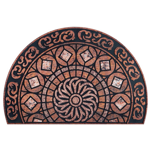 Tapete de porta semicircular estilo boêmio em microfibra, 40,6 x 61 cm (16 x 24 polegadas)