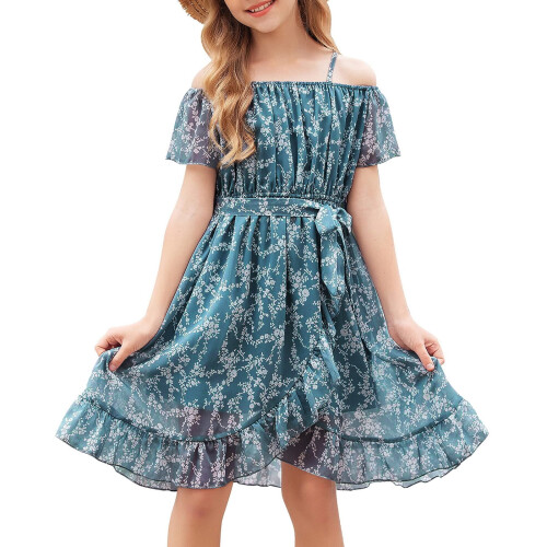 Mädchen geblümtes Trägerkleid im Sommer-Strandstil 1