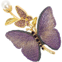 Broche de mariposa de tela con diamantes de imitación (1 pieza)